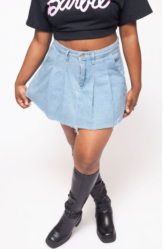 Denim School Girl Pleated Skirt